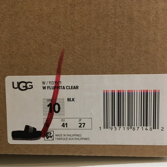 UGG FLUFFITA CLEAR FLUFF SLIDE PLATFORM SANDALS -BLACK -WOMEN’S US 10 -NEW - Picture 8 of 8